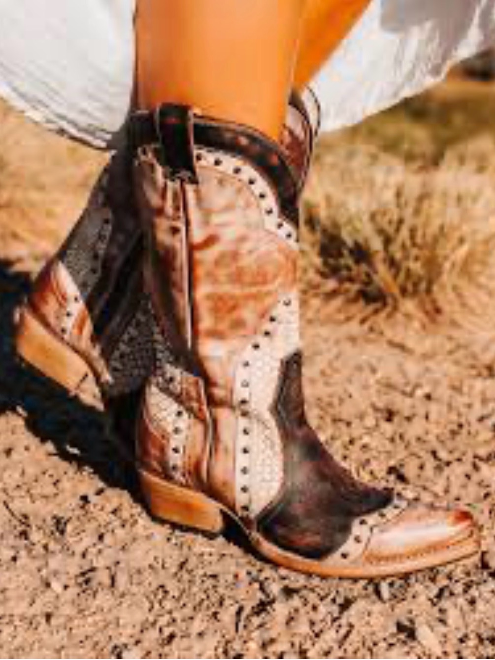 Freebird Warner Taupe Multi Leather Studded Western Boots Size 8